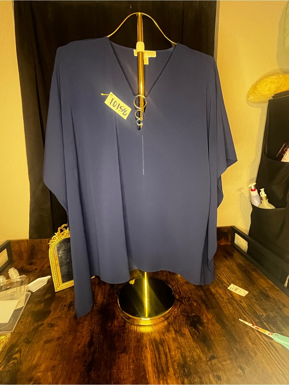 Michael Michael Kors Blue Hardware V Neck Blouse S/M